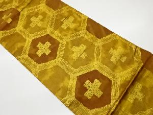 リサイクル　亀甲に抽象模様織出し袋帯